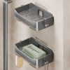 Soap box, wall-mounted double-layer soap box with tray, draining soap box for home bathroom details Picture